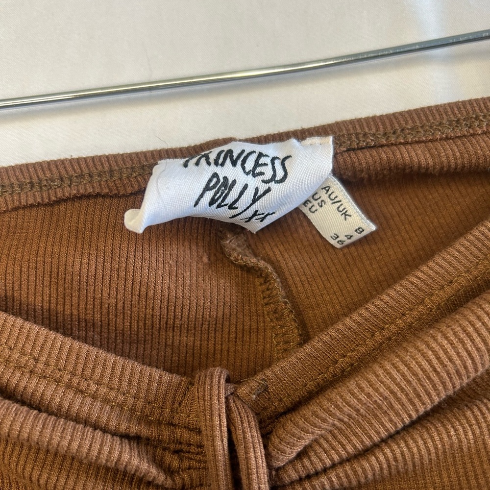 Princess Polly Tan Ribbed Pants - Picture 2 of 3